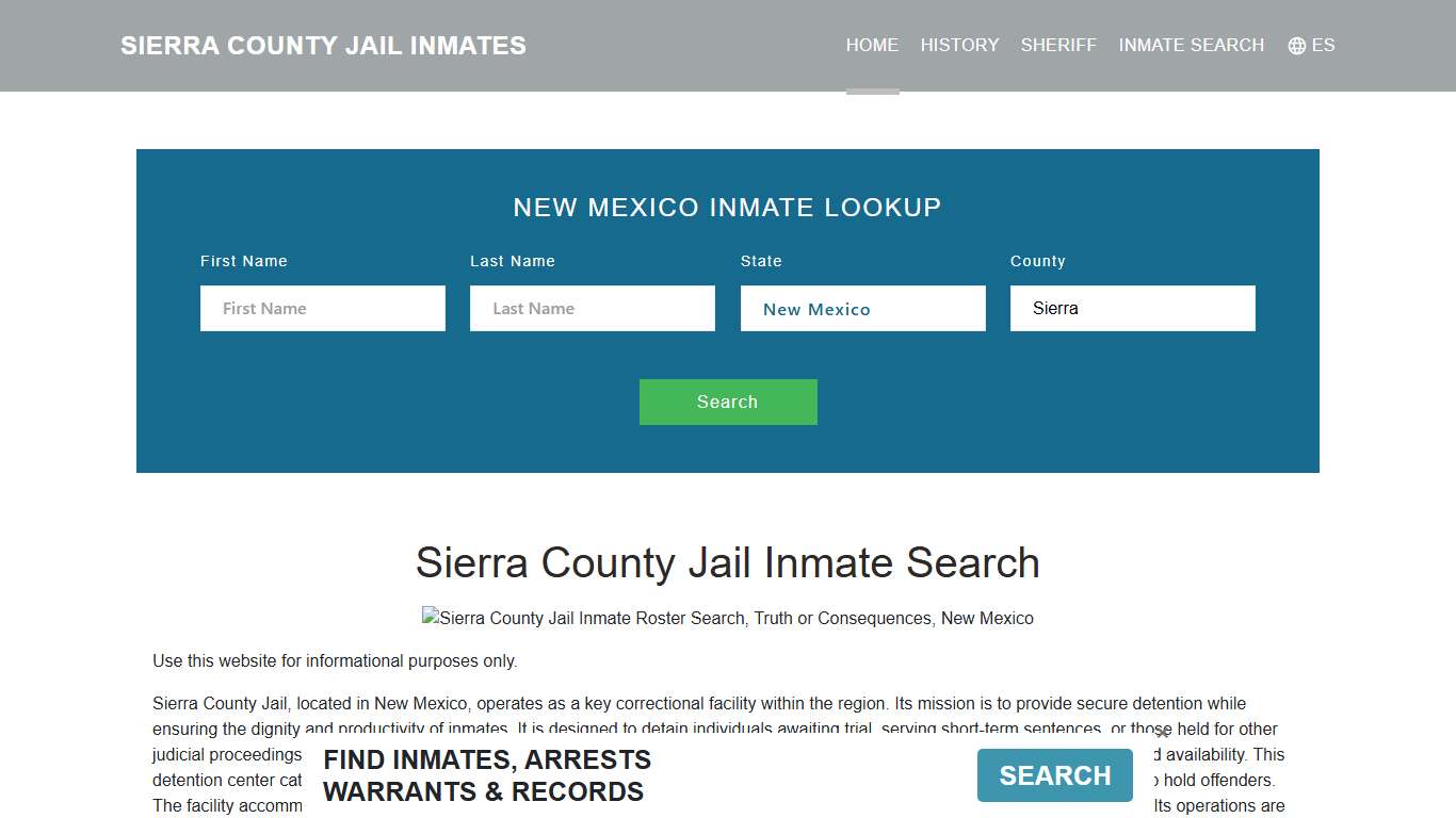 Sierra County Jail Inmate Roster Lookup, Truth or Consequences, NM