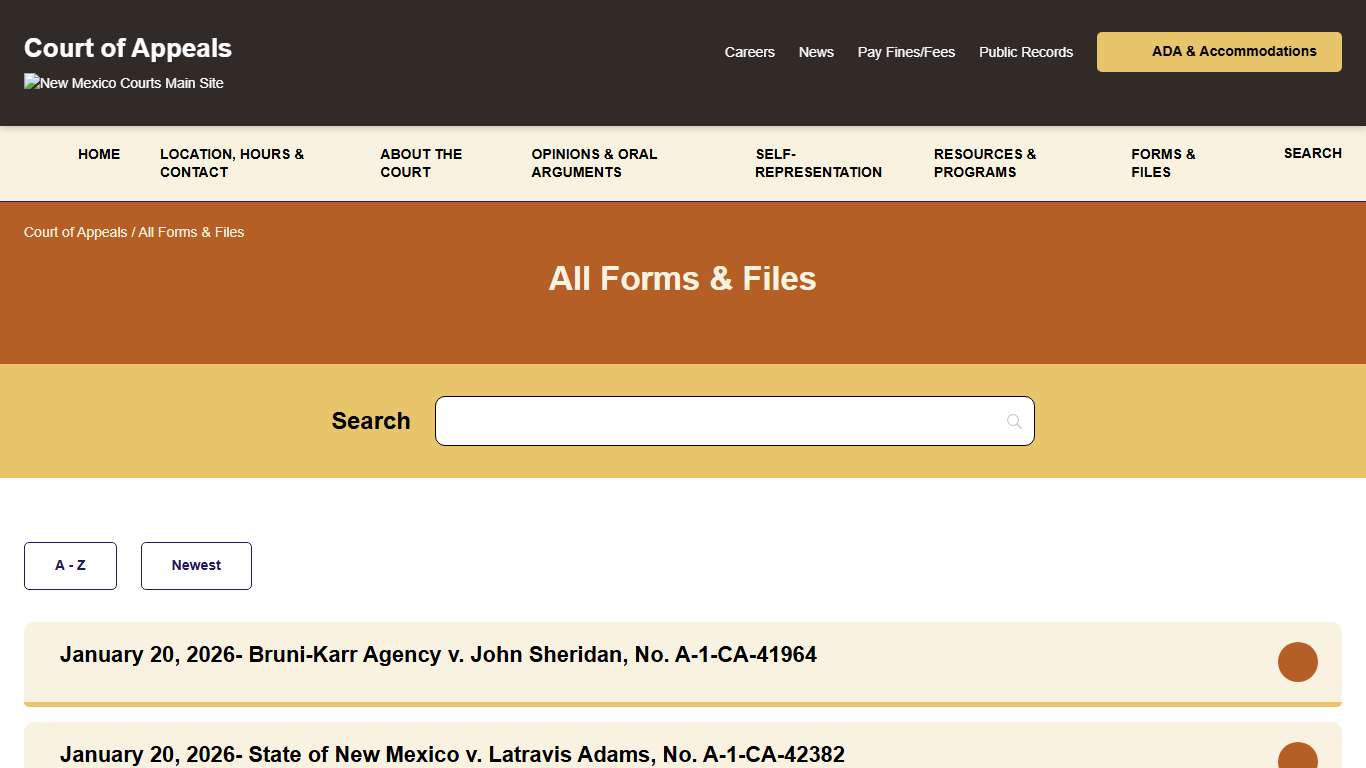 All Forms & Files - Court of Appeals